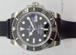 NEW UPGRADED Replica Rolex Submariner Date Watch: SS Black Rubber strap